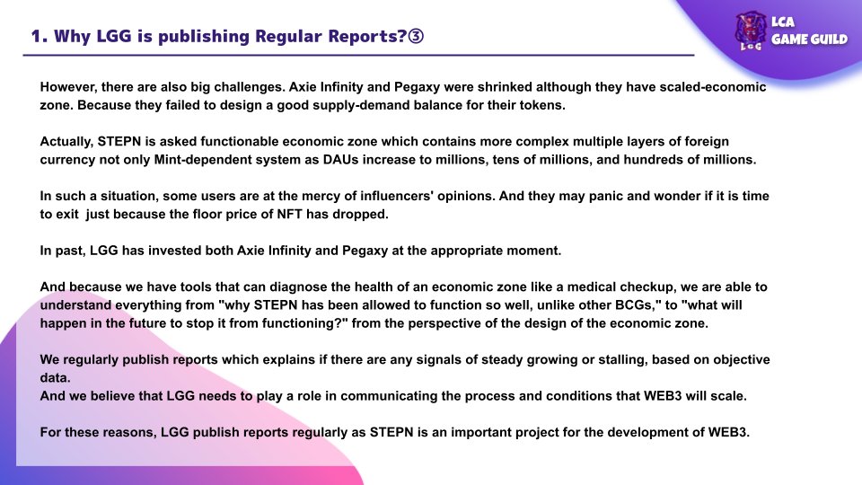 k_0xC's tweet photo. #STEPN Weekly Report

With the entire crypto market in a tense situation, we were very concerned about how to express in this report.

In times like these, we believe it is LGG's role to provide a basis for decision-making, so we are releasing.

PDF DL
https://t.co/598DzZHWMv https://t.co/ueniHJdN0L