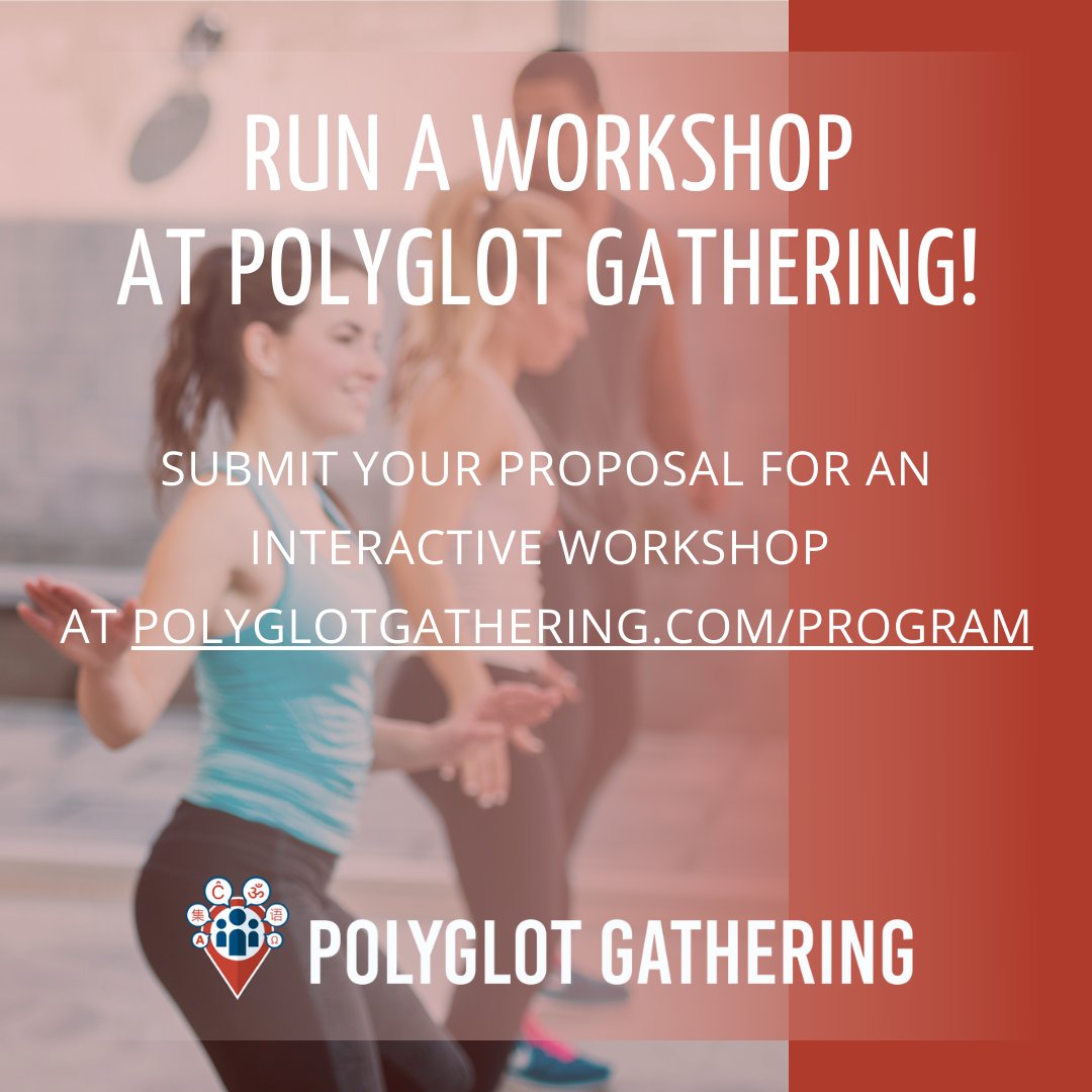 Run a workshop at Polyglot Gathering in Poland! 🇵🇱
👉 polyglotgathering.com/program

Besides talks, we’d like to offer space for mini language courses and different workshops (juggling, singing, dancing, you name it!) held in specific languages.
#polyglot