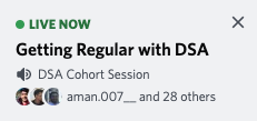 TeamShiksha's tweet photo. We're LIVE Day 3.
45+ DSA Learners have joined the cohort of Getting Regular with DSA Sessions.
Happens on weekdays at 6 pm.
All devs welcome, students or experienced.
Join us
1. https://t.co/rUeaKaIZ9W
2. Login With Google
3. Click Link to join our Discord.
#FrontendArmy https://t.co/hNN2DhGO4J