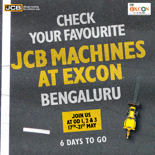 JCBIndiaLtd's tweet photo. Join us at Excon 2021 - JCB stall OD 1,2 &amp; 3 from 17th to 21st May and witness a great spectacle of innovations and artistry. 

#JCBatEXCON #OneWithIndia #Excavator #EXCON2K21 #JCBIndia https://t.co/IN7BHDT3dO