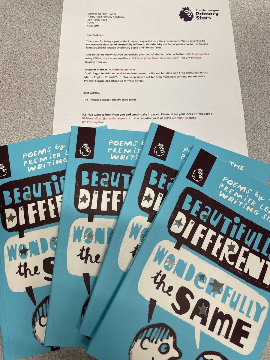 MrsC_017's tweet photo. Another delivery of new books, we canโt get enough of reading in Y4โฆ this time a whole class set of amazing poetry books from @PLCommunities #PLPrimaryStars โญ๏ธโฝ๏ธ Our children have loved reading the poems from Beautifully Different, Wonderfully the Same โค๏ธ @HaxbyRoad #HRReading https://t.co/U2j7UZ7Zxc