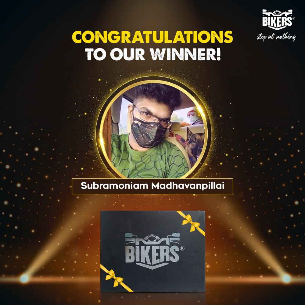 bikersformen's tweet photo. You found the right match and we got Biker's Gift Hamper for you! Congratulations @Subramoniam07! 🎊😎✌️
#BikersForMen #StopAtNothing #BikersGroomingRangeForMen #BikersShampooForMen #BikersShowerGelForMen #BikersBeardCareRangeForMen #WinnerAnnouncement https://t.co/54Mu0zxyPj