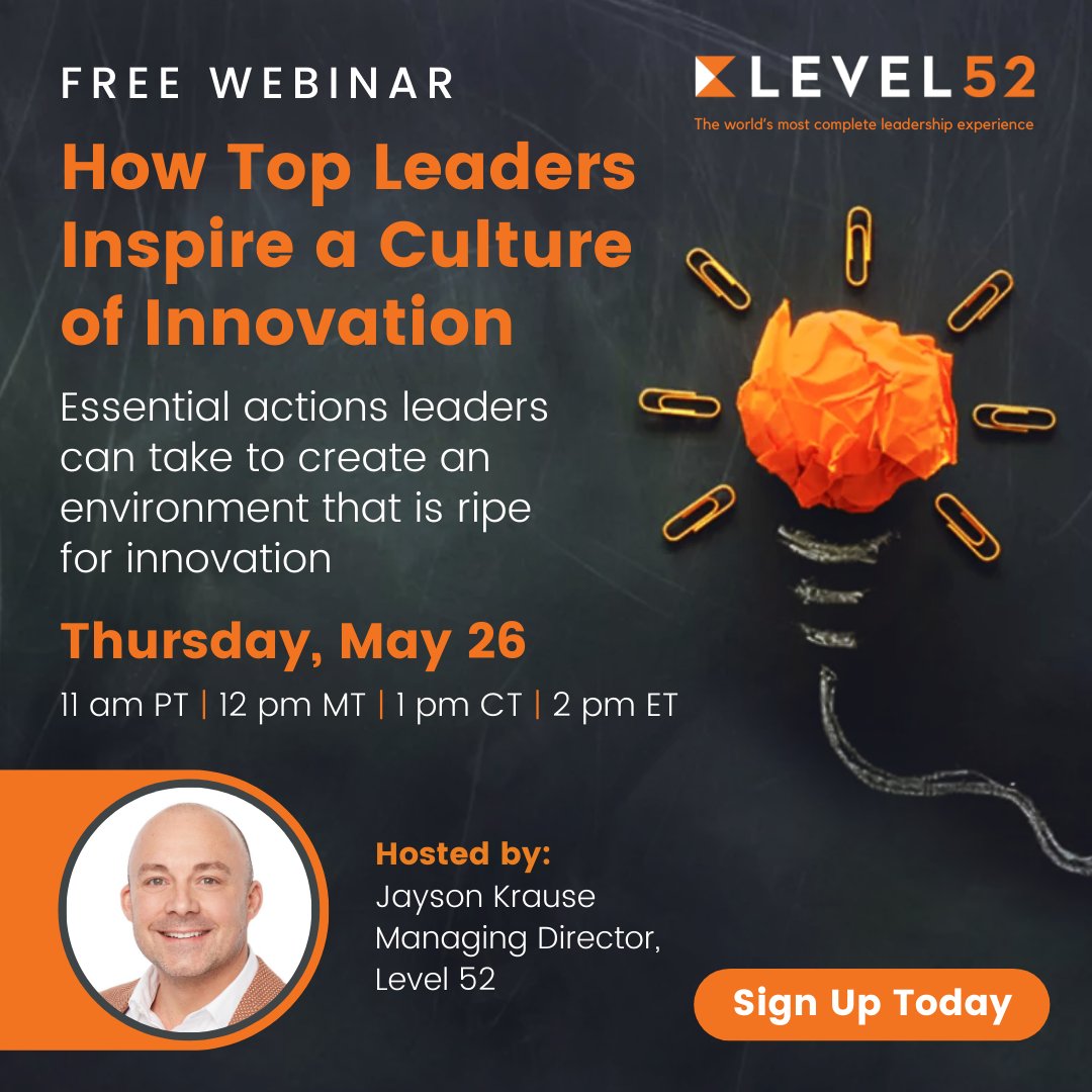 Jayson_Krause's tweet photo. There are 2 types of organizations; those who make innovation a priority &amp; those who are going out of business. Register for our free webinar “How Leaders Inspire a Culture of Innovation” here 👉 https://t.co/1SK71RYs7g
#leaders #innovation #webinar #freewebinar https://t.co/J69XH0JvHT