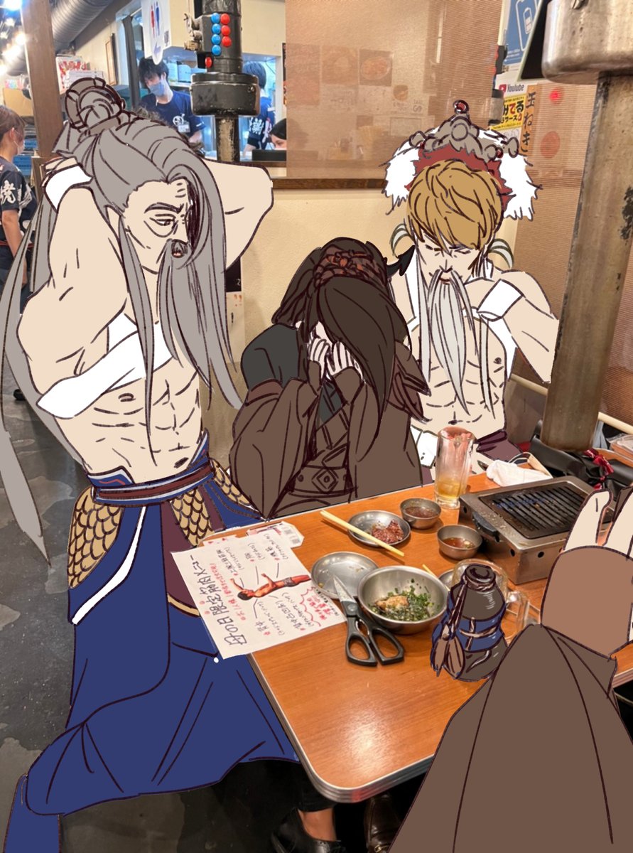 【千金少當上神君...】
「老夫一生縱橫刀界，寒雨奪魁全憑老夫教導有方，千金少你還需跟老夫多學學!」
「老大哥!說的不錯~!黃毛小兒跟咱倆還差了一大截!」
**『徒弟仔...我突然好想你...』**
「來~笑一個~!」(喀擦
 
#金光布袋戲