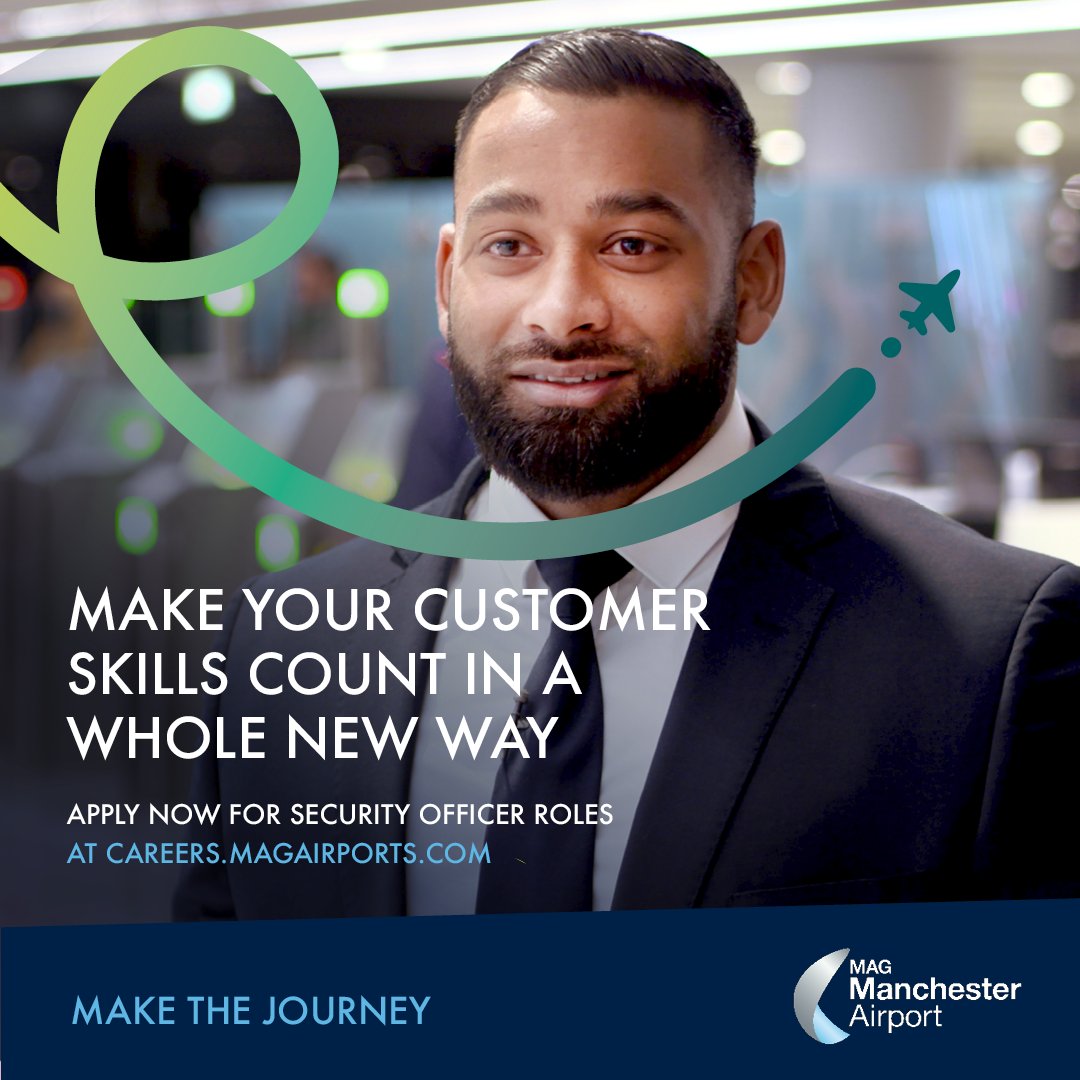 Take off in a new career at Manchester Airport and be part of an exciting, fast paced environment ✈️

Make your customer service skills count in a whole new way in our Security team and be part of our passengers journey.

Make the journey - Apply now ➡️ bit.ly/3w7lXBX