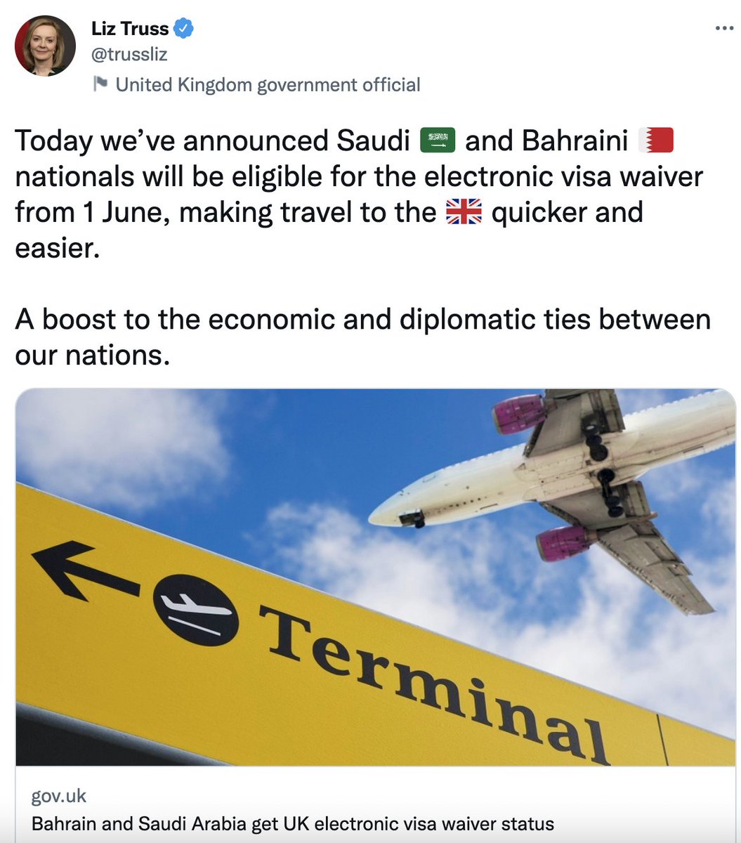 AdamBienkov's tweet photo. Liz Truss said earlier this year that the UK would end its "strategic dependence on authoritarian regimes.”

Two months later. https://t.co/W46EKechua