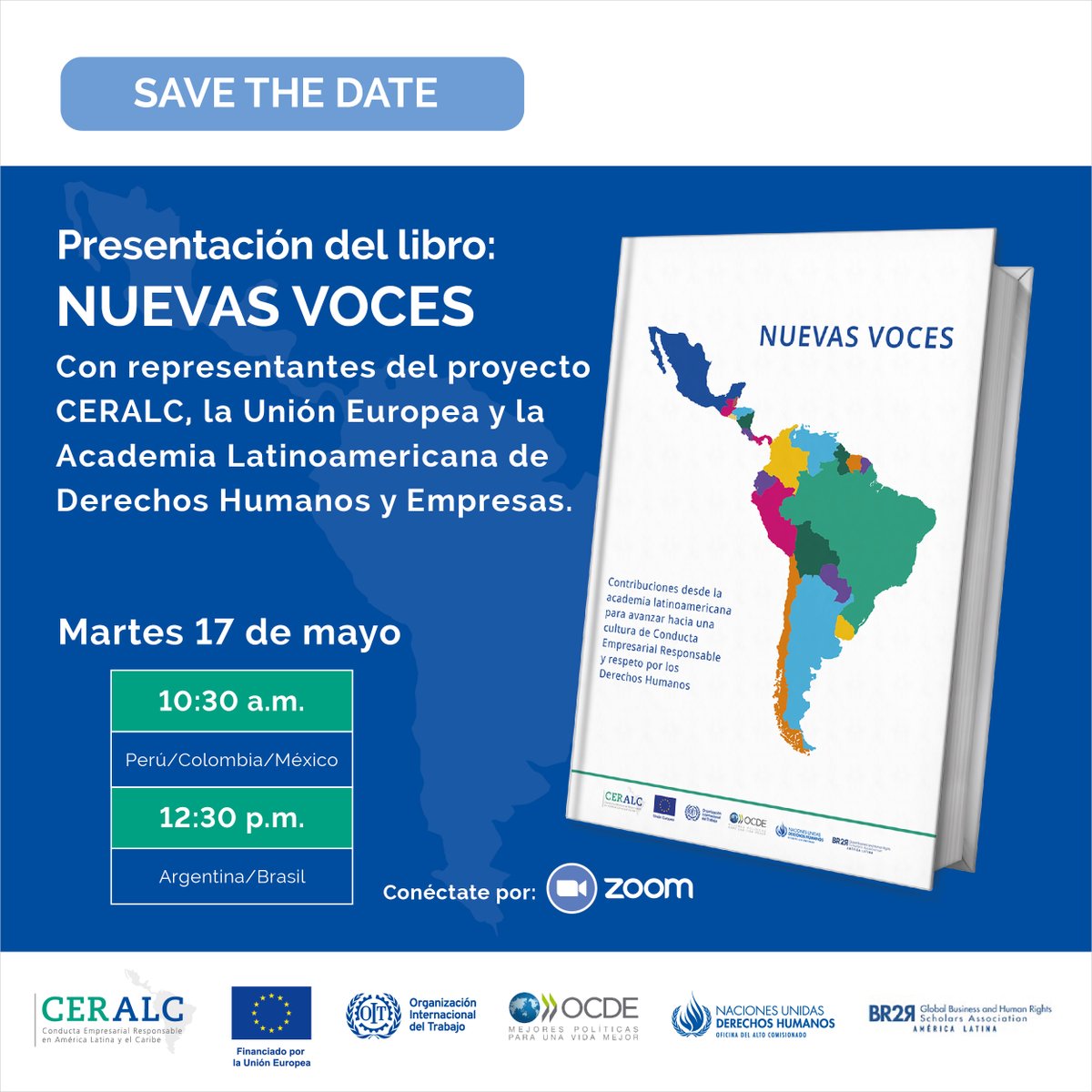 #AGENDA

🗓️ 17 de mayo
 
Conéctate para la presentación del libro “Nuevas Voces: Contribuciones desde la Academia Latinoamericana para avanzar hacia una cultura de Conducta Empresarial Responsable y respeto por los Derechos Humanos 📚 

✏️bit.ly/38cseoB

#EmpresasyDDHH
