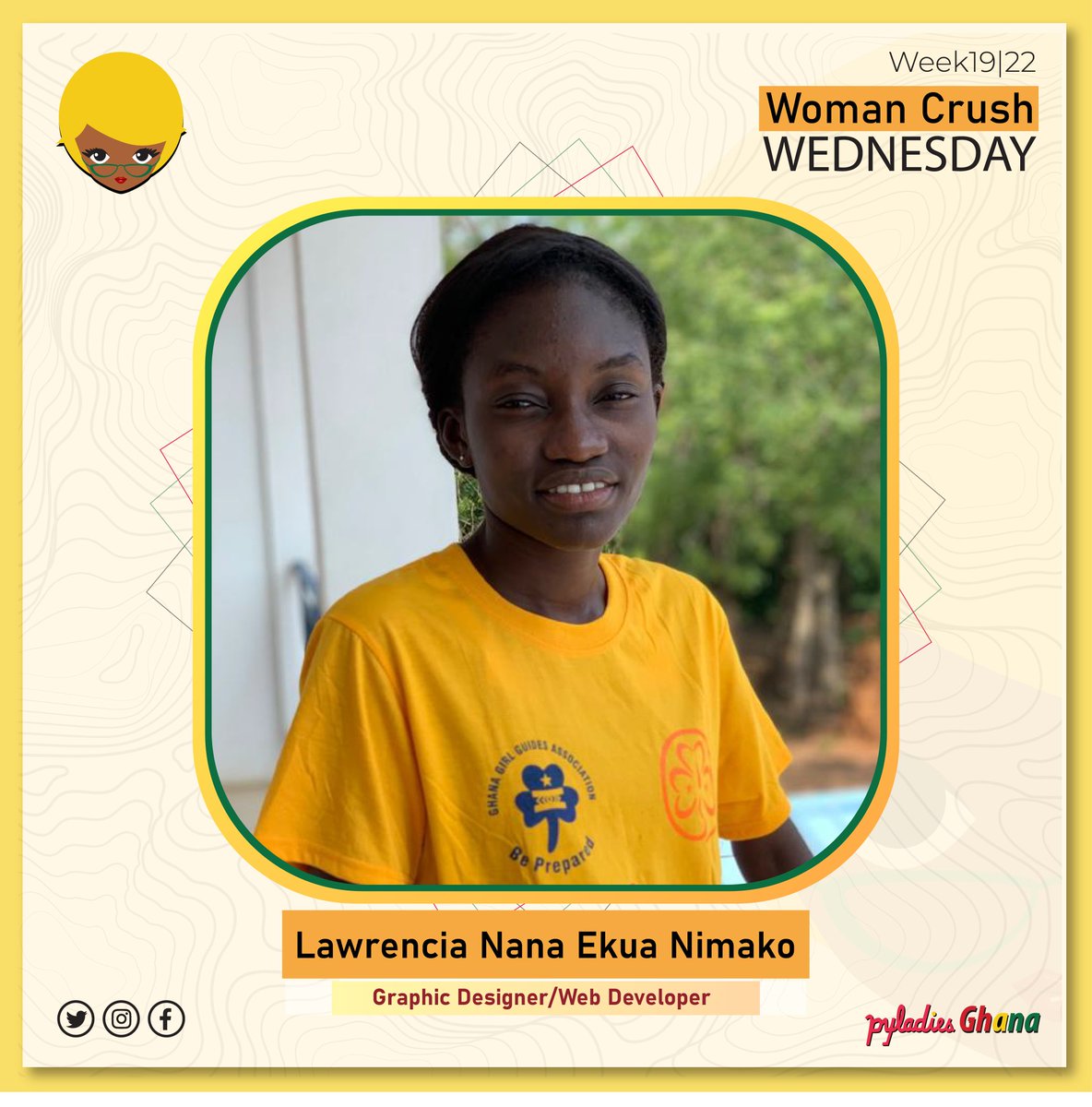 PyLadiesGhana's tweet photo. Meet our #WCW Lawrencia Nimako @LawrenciaNimak2, a Graphic Designer and Web developer at DP Solutions GH
Lawerencia uses #Python to develop websites.
We are proud of you #PyLady
#PyLadiesGhana https://t.co/fqpJdjAKG3