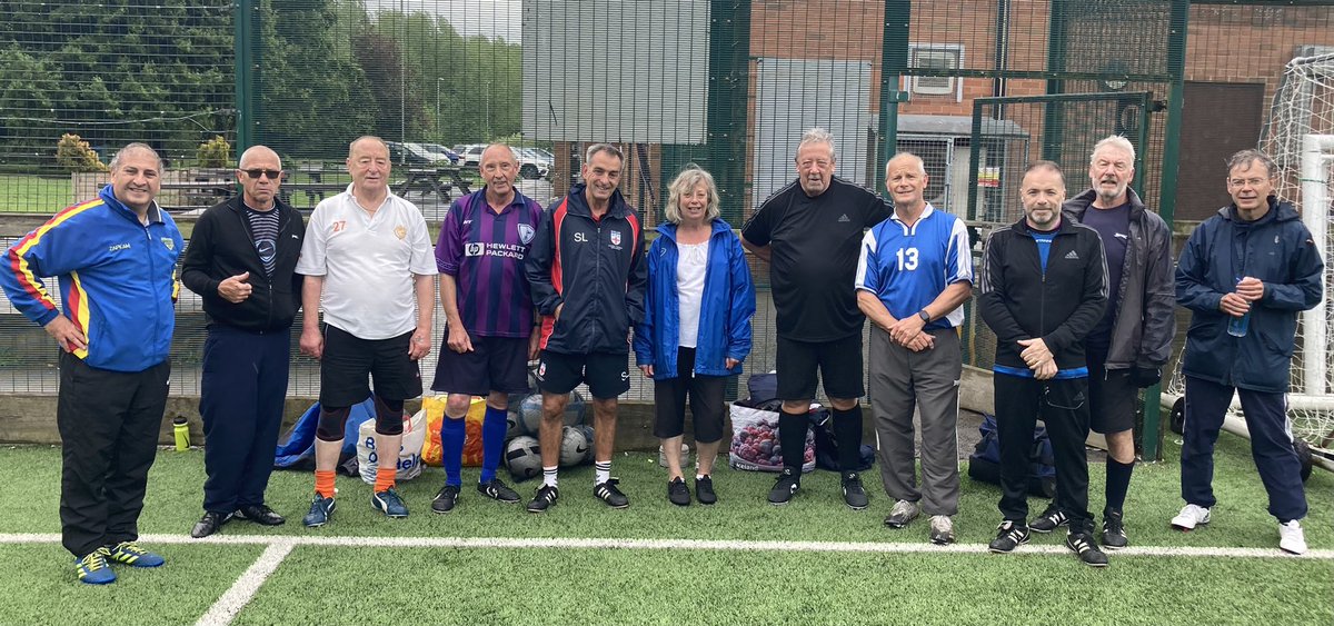 Impairment and rehabilitation Walking Football @abbeymeadrovers @thewfauk.  12 of us braved the horrible weather today. 2PD, 1 COPD, 1 diabetes, 1 hearing impaired, 2 Muscle injury recovery. Remainder Over 65s. Another excellent and fun session @activeglos