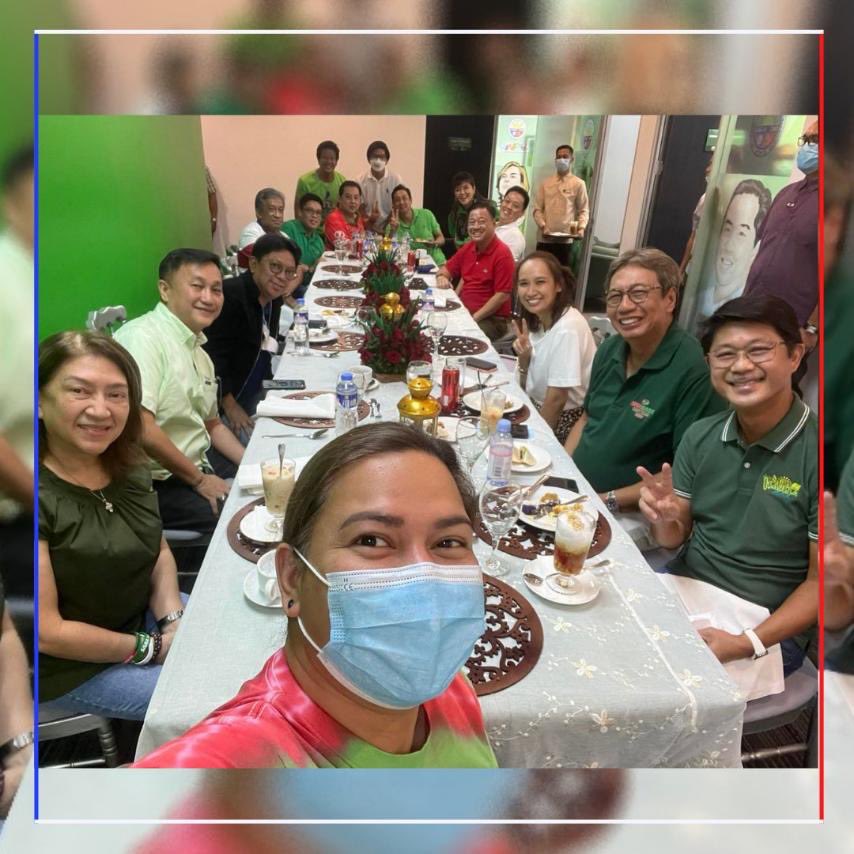 Sen. Imee Marcos congratulates her "BFF," presumptive Vice President Sara Duterte during their 'thanksgiving day' today at the UniTeam national headquarters in Mandaluyong City. 

📸 Office of <a href="/SenImeeMarcos/">Imee R. Marcos</a> | via <a href="/sherieanntorres/">sherrie ann torres</a>