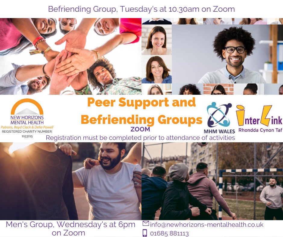 Newhorizons_16's tweet photo. Join us Wednesday for our Men's peer support group. The group is open to men who are 18+ and is one of two fantastic #free digital peer support groups we offer if you would like to sign up or just want to know more contact info@newhorizons-mentalhealth.co.uk or call 01685 881113 https://t.co/SAV7hzEYYz