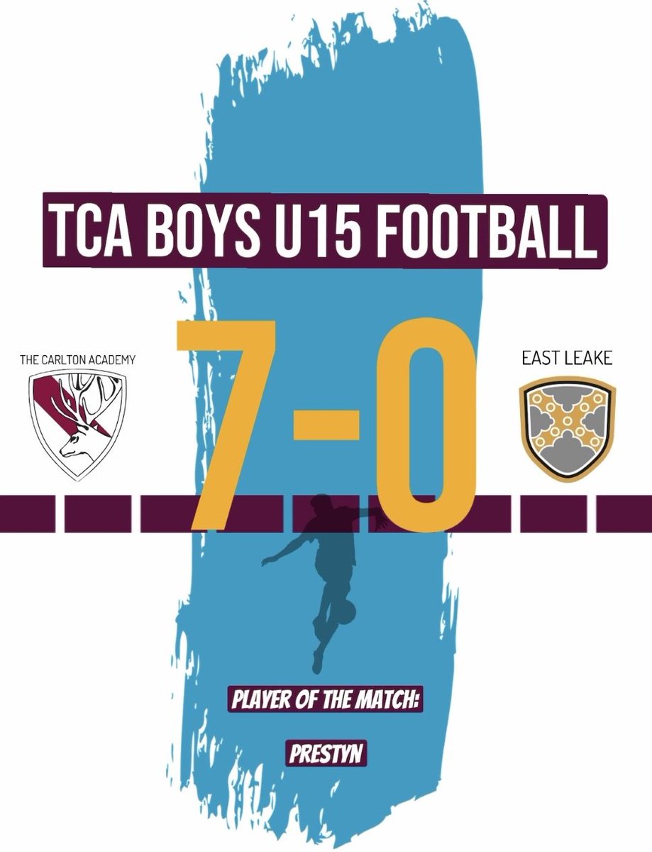 tca_pe's tweet photo. ANOTHER SEMI-FINAL!

Well done to the Year 10 Boys who have reached their second semi-final of the year, after they beat East Leake 7-0. The MOTM award went to Prestyn who scored 3 stunning goals to complete a hat-trick. https://t.co/EcKxm5joNe