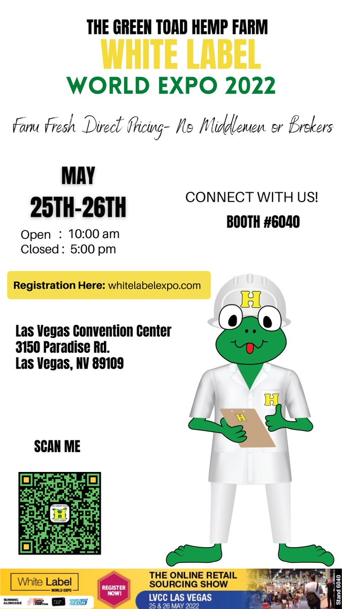 Greentoadleap's tweet photo. Come see us and shop with us at the #Whitelabelexpo in #Lasvegas May 25th and 26th! We can put you in business, improve your business, and help you build your empire in #CBD https://t.co/nIrXMJDvdJ