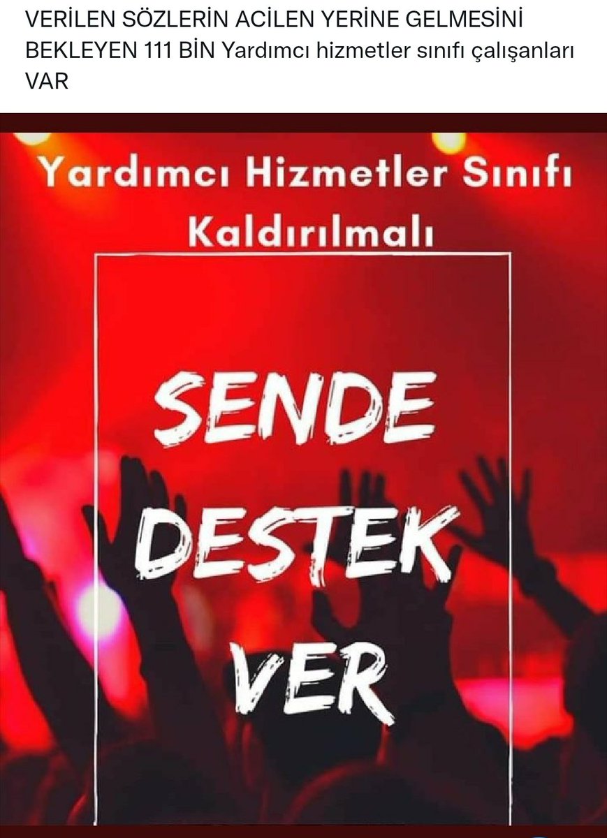 Ülkemizde  Yardımcı hizmetler sınıfı çalışanları mevcut. Mevzuatlarda bireylere tanınan haklar bulunmakta. Bu haklarımız zaman zaman negatif olarak kayıplara sebep olmakta. Aleyhimizde değiştiriliyor yada uygulanmıyor. Hak verilir Alınmaz vebal herkese yeter