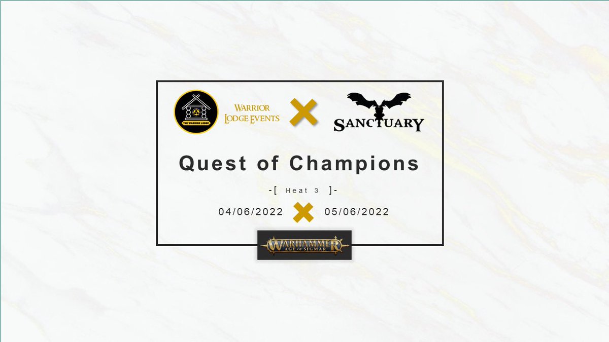 So who’s up for some heat 3 action!? With just over half full we have 23 tickets available! Get them now!
4/5 June 2022
2000pts
5 rounds
Fully painted armies
£50 per ticket (lunch included)
<a href="/Sanctuaryplay/">Sanctuary Gaming Centre & Coffee Shop</a> Sutton-in-Ashfield
#Warmongers #WarhammerCommunity #ageofsigmar