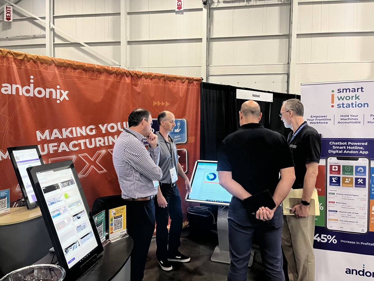 andonix40's tweet photo. .@oliver_theiss in his element at Integr8, explaining how Andonix's suite of Industry 4.0 solutions can transform manufacturing operations! All set to make manufacturing sexy again, one factory floor at a time.

@AutomationAlley 
#industry40 #andonix #makingmanufacturingsexy https://t.co/CfRktxdBuJ