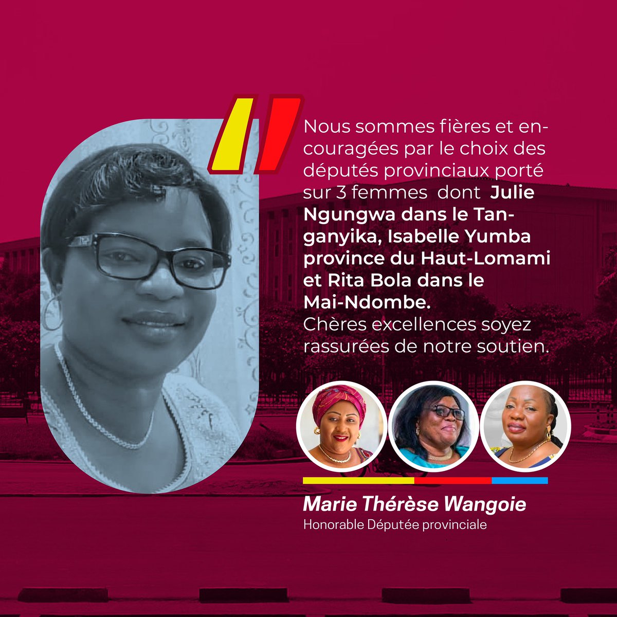 #leadership #feminin <a href="/wangoie_marie/">Wangoie Marie Thérèse</a> fière des femmes élues #Gouverneurs <a href="/Ass_tanganyika/">Assemblée Provinciale du Tanganyika</a> <a href="/nkulu_virginie/">Virginie NKULU</a> <a href="/Pourelleinfo1/">POURELLE.INFO</a> <a href="/AWLN_RDC/">AWLN_RDC</a>