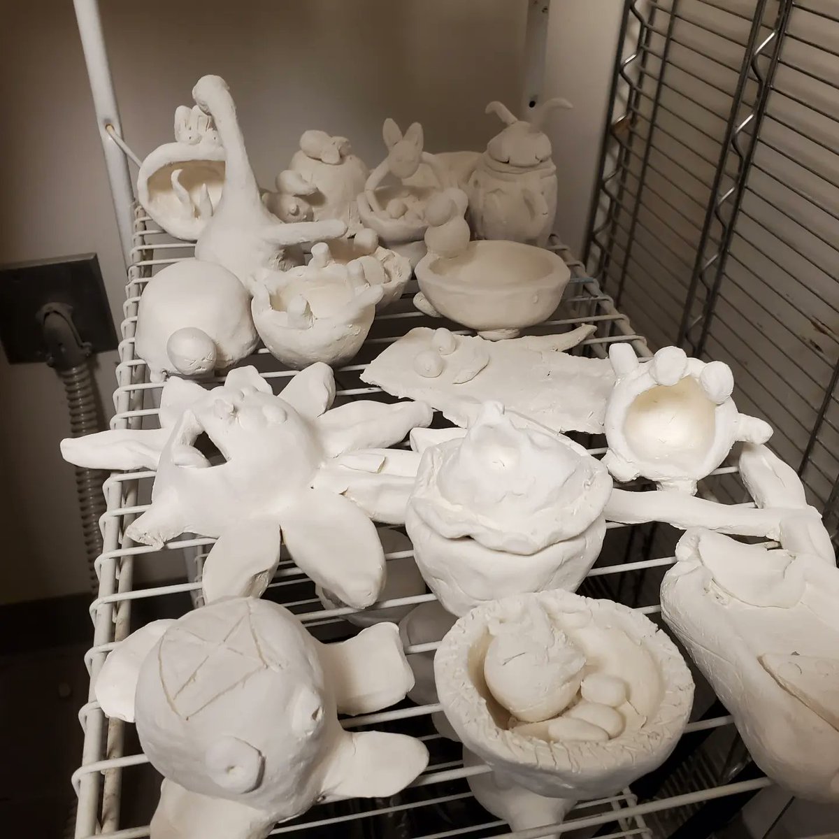 ArtCoyle's tweet photo. We've been busy here at Coyle! Our students have been getting into some clay! Can't wait to see these monsters, mushrooms and more all glazed. #gisdfinearts #choosegarlandisd #msceramics https://t.co/2wkh0F6h9K
