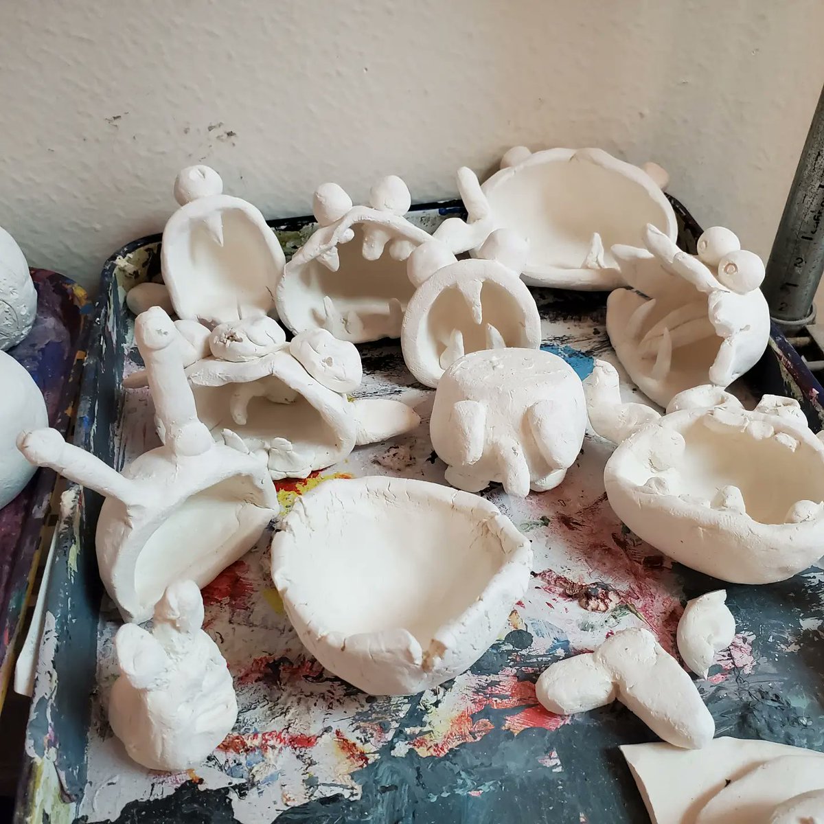 ArtCoyle's tweet photo. We've been busy here at Coyle! Our students have been getting into some clay! Can't wait to see these monsters, mushrooms and more all glazed. #gisdfinearts #choosegarlandisd #msceramics https://t.co/2wkh0F6h9K