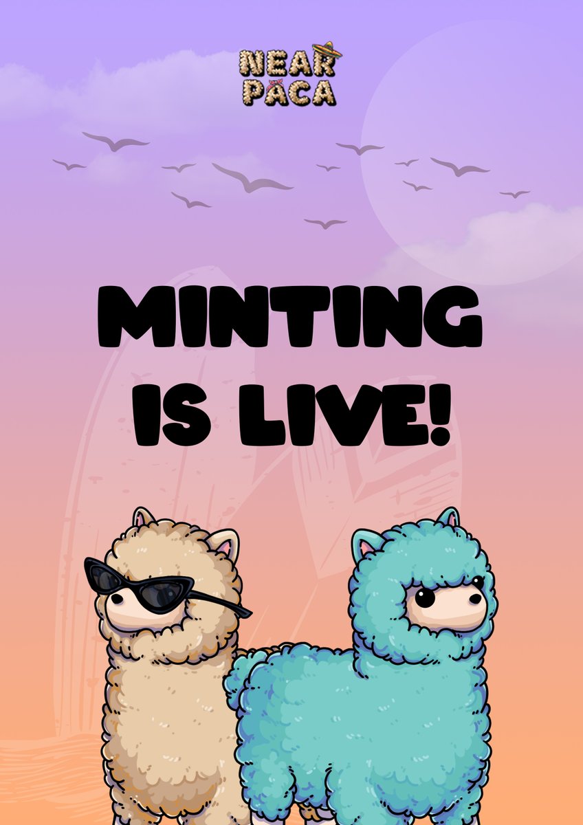 NEARPacaNFT's tweet photo. Paca paca, WE ARE LIVE!!! ٩(ˊᗜˋ*)و ♡

MINT HERE: https://t.co/doWtS8g4In

Presale mint for all WLs for 1h, followed by public. Lfg paca hum hum 🦙🤩 https://t.co/4eIh69HHrY