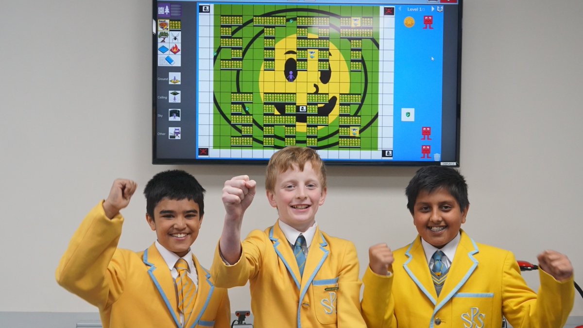 StainesPrepDigi's tweet photo. Our Year 5 &amp; 6 Computer Club entered two teams into the @purpleMash Games Design Competition. N, A and L designed a great 3D level style game and won the South East region heats.  Next Stop -  Grand Final at @AmazonUK HQ in June. Congratulations! #StainesPrepPride #StainesPrepECA https://t.co/lgeVD3JGiO