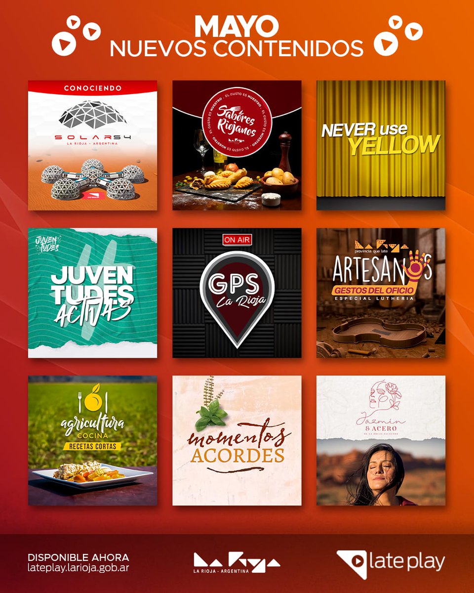 LatePlay's tweet photo. MAYO/ NUEVOS CONTENIDOS LLEGAN A LATEPLAY
🙌Sumamos nuevas y variadas producciones 100% riojanas para disfrutar en el mes de La Rioja. 
👉Ingresá por la bio. 
https://t.co/seaUKJEhVo o descargà la app. 

@comunicacionlr https://t.co/66nqceKQgl