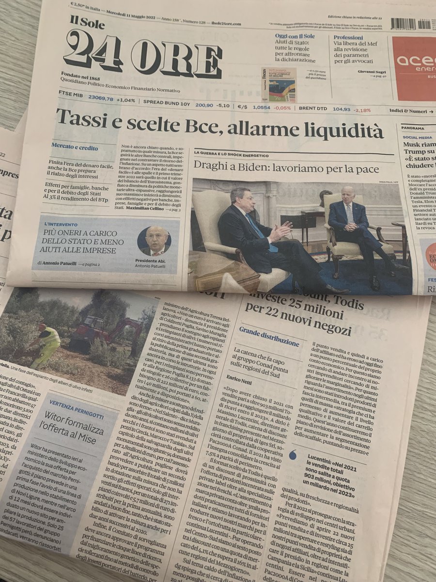 TodisBuongConv's tweet photo. Su @IlSole24Ore, @masluce racconta il progetto di investimento per l'apertura di 22 nuovi punti vendita a marchio #Todis. Un'espansione significativa che va a rafforzare il concetto di supermercato di prossimità nel Centro-Sud di Italia. Leggi l'articolo 👉https://t.co/FkeciTWxct https://t.co/SRqu6tttBb