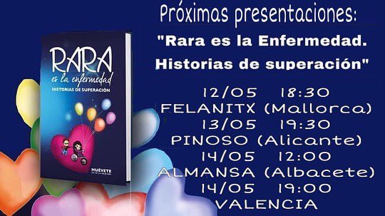 MuevetexlasER's tweet photo. Os esperamos en las presentaciones del libro Rara es la Enfermedad, Historias de Superación. https://t.co/GP4tPiRpSM