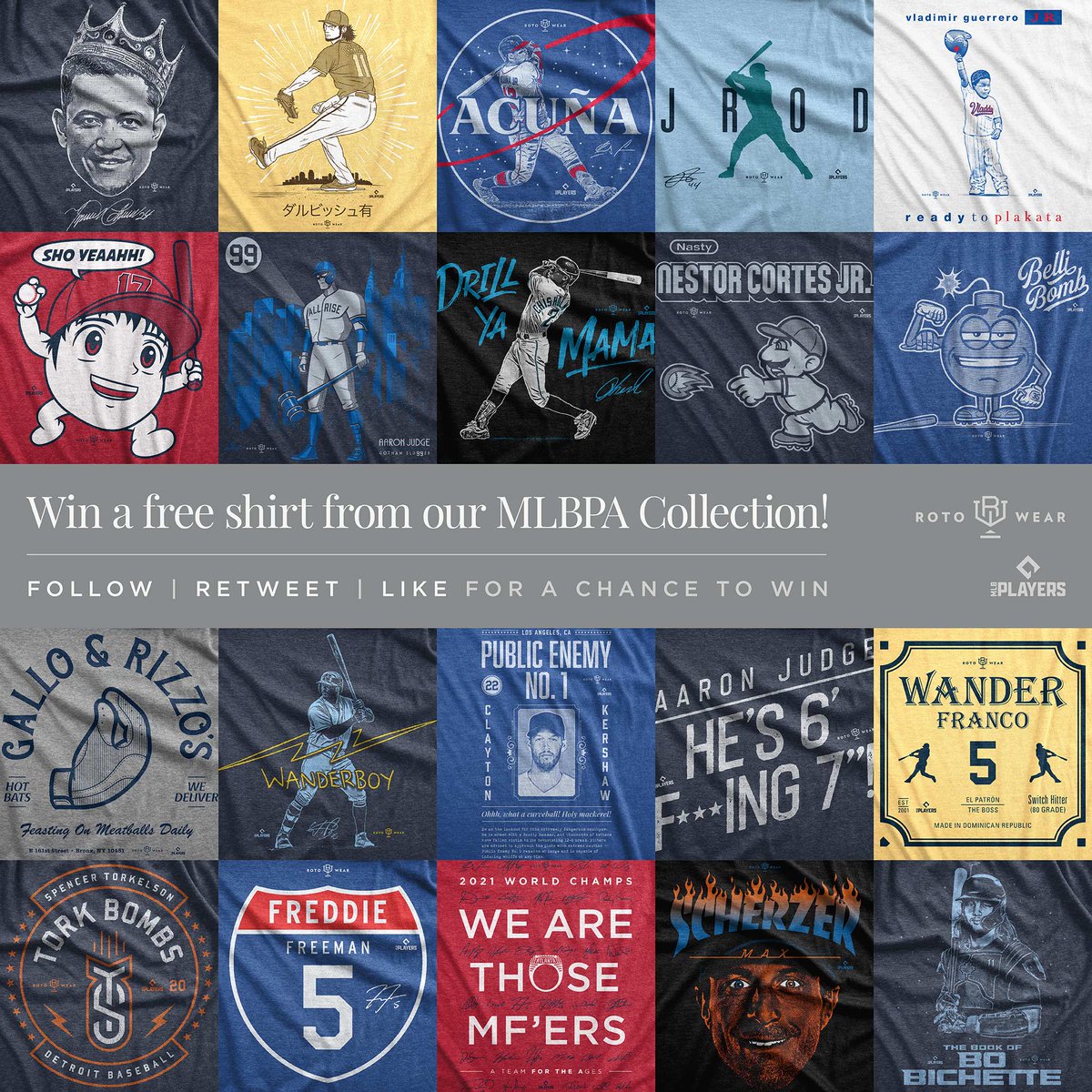 RotoWear's tweet image. FREE 👕 GIVEAWAY!

✅ FOLLOW
🔄 RETWEET
❤️ LIKE

For a chance to win a free shirt from our MLBPA collection!

rotowear.com/collections/ml…

⏳ Winner announced 5/16