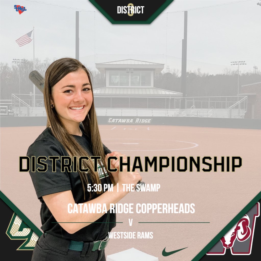 🐍🥎 DISTRICT CHAMPIONSHIP IN THE SWAMP 🥎🐍
District 3 2022 SCHSL 4A Playoffs
🆚 <a href="/WHSAthleticsSC/">Westside High Athletics</a>
⌚5:30 PM
🎟 gofan.co/app/events/614…
⚫⚫ BLACKOUT THEME ⚫⚫
<a href="/CatawbaRidge/">CatawbaRidge</a>
 #BeTheWHY