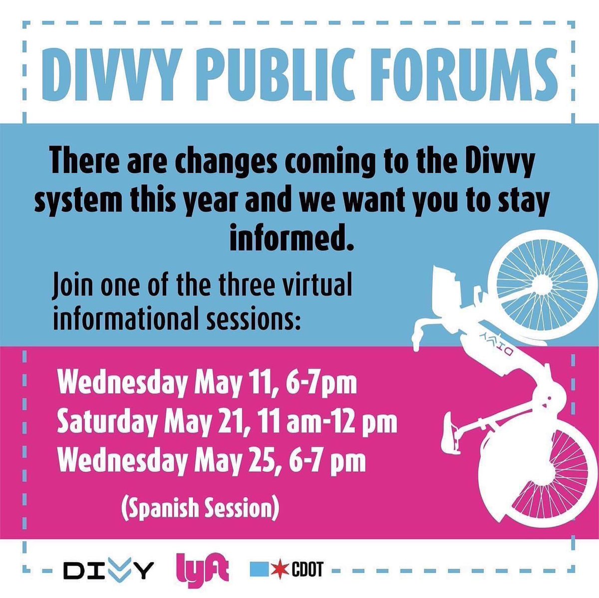 ChicagoDOT's tweet photo. 🚴🏾 New updates in the Divvy system are rolling out this year and we want you to be informed! 📢 

💻 Register at https://t.co/3aCkfIQTsL

#YourCDOT #YourMobility #ShareTheRoad #BeSAFE ☀️ https://t.co/wND82Wdkrp