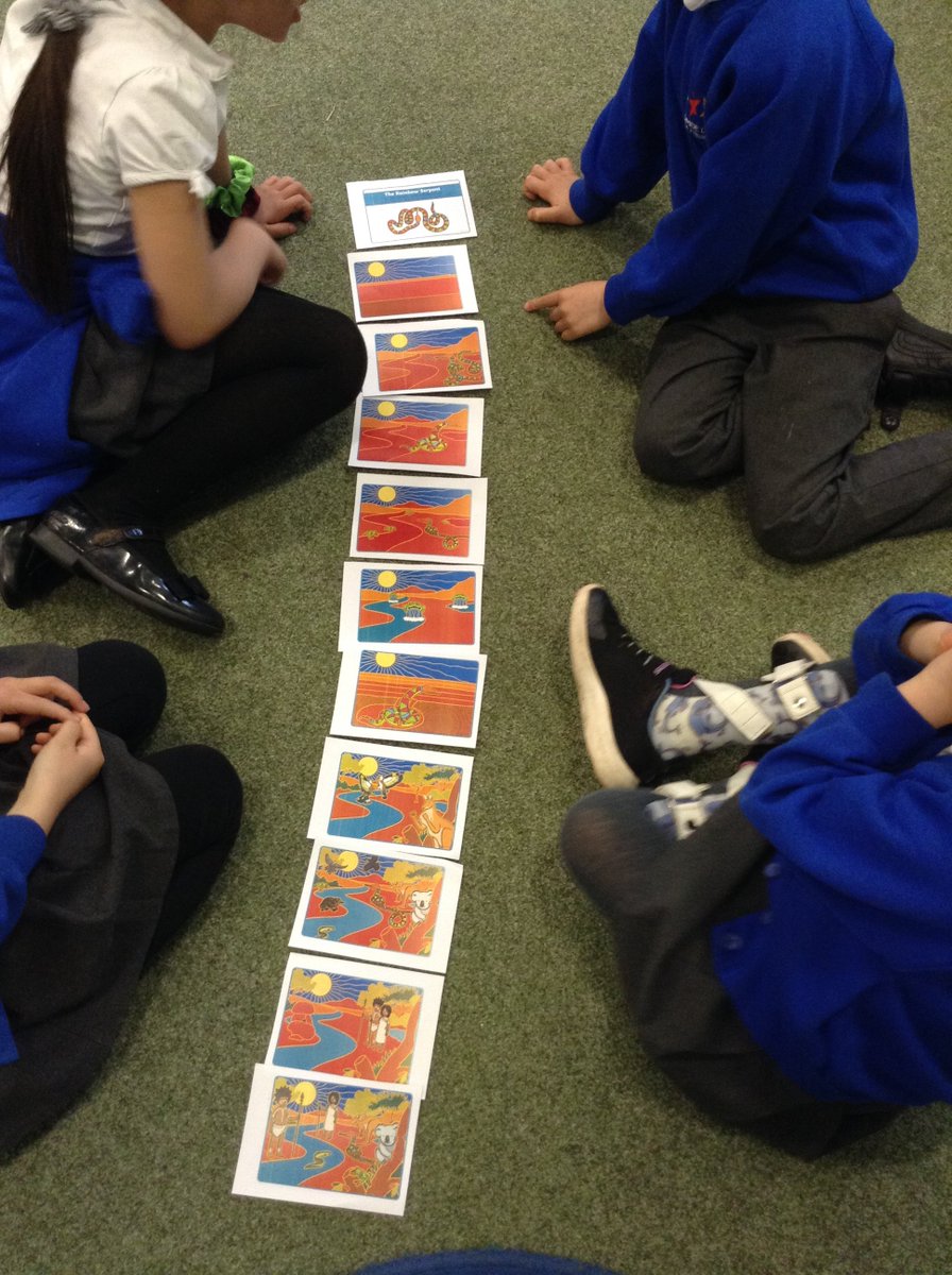 combe_down's tweet photo. Year 2 have been reading the Dream Time story of The Rainbow Serpent. #sequencingfun! @PalladianTrust https://t.co/VhSC053lie
