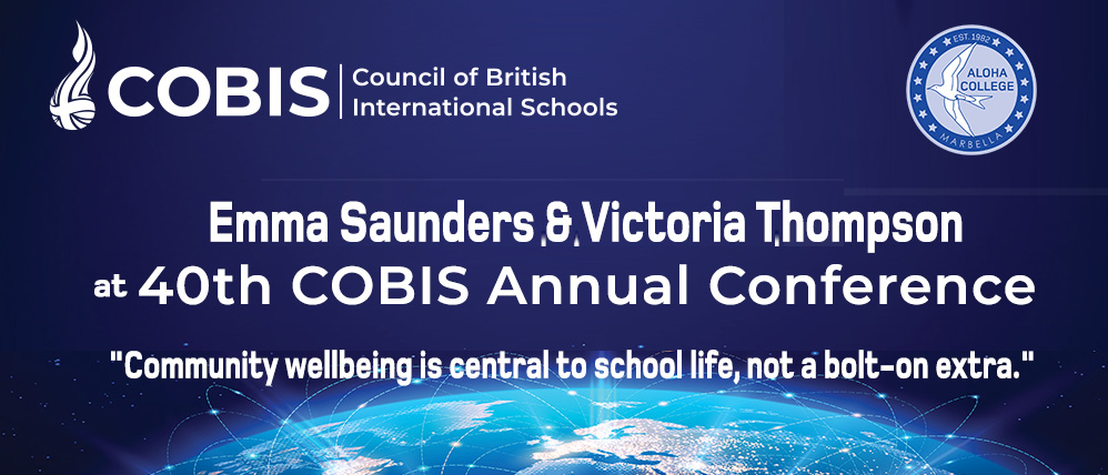 alohacollege's tweet photo. Emma Saunders & Victoria Thompson, our #pastoralcare & #mentalhealth leaders, joined a panel of speakers from prestigious @COBISorg schools putting #AlohaCollege Marbella among the top rated schools for #wellbeing in the world! πβ #COBIS22 π https://t.co/Idt8XKPMPB