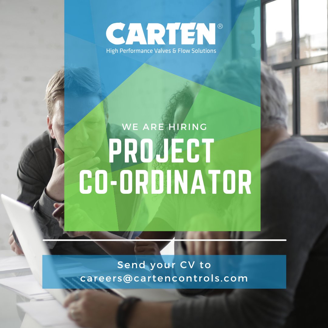 CartenControls's tweet photo. We are looking for a Project Coordinator to join our team in Waterford.

If you would like to be part of our team, a global leader in the design and manufacturing of high-performance valves and flow solutions, then send your C.V to careers@cartencontrols.com.

#HIRINGNOW https://t.co/2fZHsygNt5