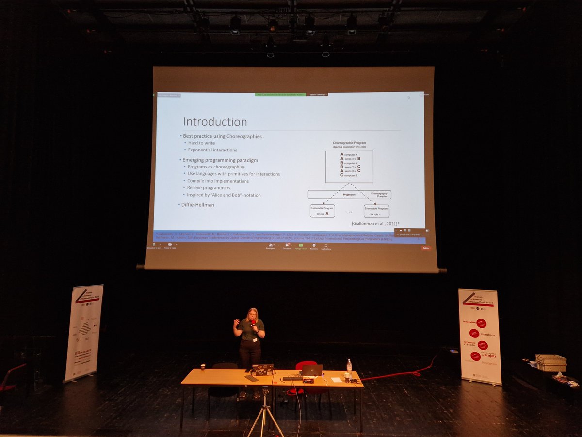 famontesi's tweet photo. @AnneMadsen97 presenting our work on how we can compile choreographies à la "Alice and Bob" notation into working Java implementations for #microservices. Great job! 😀
#Microservices2022 @icMicroservices https://t.co/tVD0DtN3EF