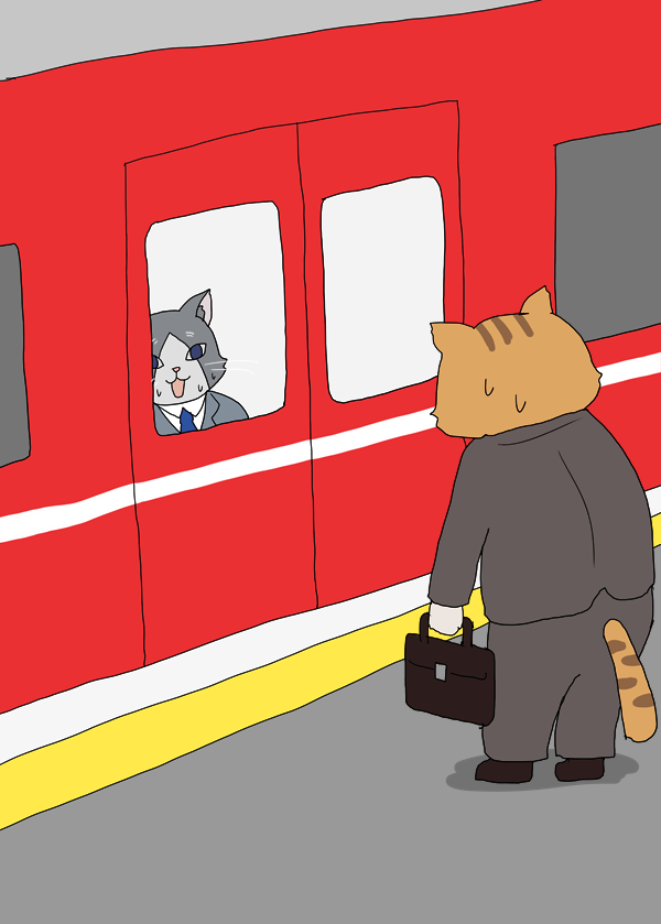 二足歩行して仕事へ向かう五十六と多門丸! #はいふり 
(skeb依頼絵) 