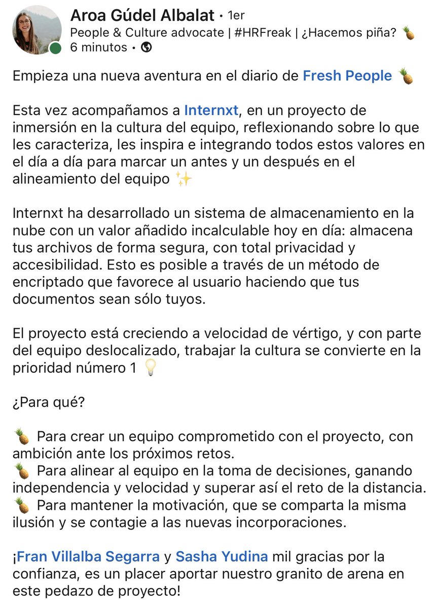 Nos lo cuenta <a href="/gudelaroa/">Aroa Gúdel</a> en LinkedIn 🚀🤞