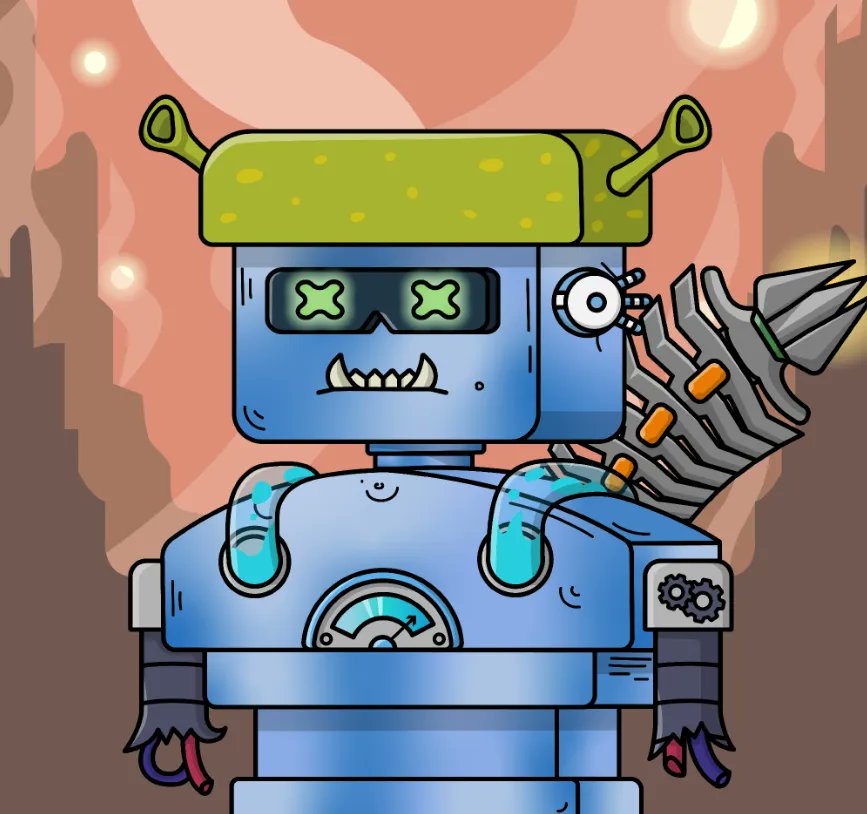 sierramist888's tweet photo. Promised my @GenerousRobots Fam I would add another space robot after I got my nuked. Everyone, meet Todd, my new Shrek Robot 💚 #CLINKCLANK https://t.co/ZchDjy4u0l