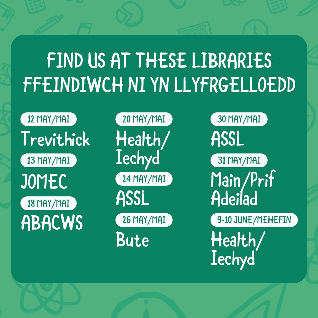 cardiffstudents's tweet photo. Today's the first day of Revision Aid! 💚 We're going around libraries and serving hot drinks, sweets and smiles for the next couple of weeks, come find us! 

See you in Trevithick at 10AM! 🌱@cardiffunilib https://t.co/MgdN4Fs7ys