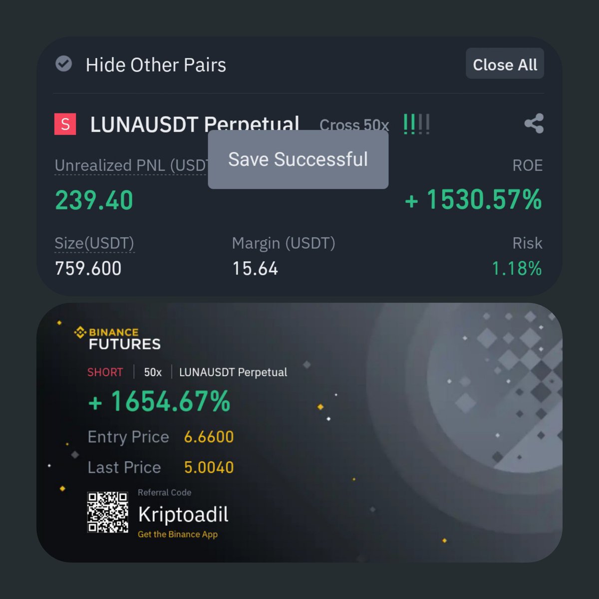 kriptoadil's tweet photo. Luna teşekkür ederim :) 
#LUNA  #bitcoin #kriptopara https://t.co/kNuxHKY4Sb