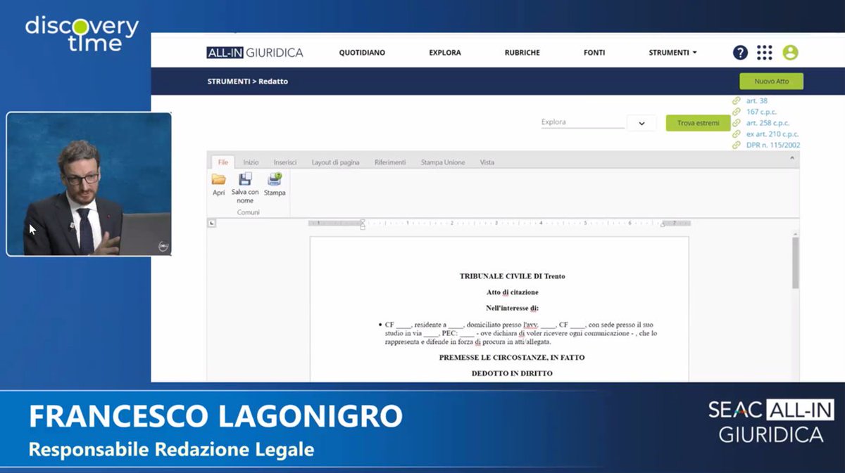 agplaw's tweet image. Tempo per lo studio: ottima presentazione di All-In Giuridica / RedAtto @SeacSpa . Particolarmente utile l&apos;aiuto nello studio dell&apos;atto della controparte
#documentdrafting
