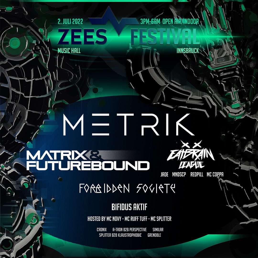EATBRAIN_NOW's tweet photo. #Eatbrain League in the line-up of ZEES Festival 2022! โ๏ธโ๏ธ Catch the squad playing indoor, in Innsbruck, Austria, 2nd July! Tickets available!
@Jade_Eatbrain
@Mindscape_dnb @RedPilldnb @coppaworld
Event: https://t.co/y89Ov16JmM
#noneuronoparty #neurofunk #neuro #drumandbass https://t.co/CvegyxumUa