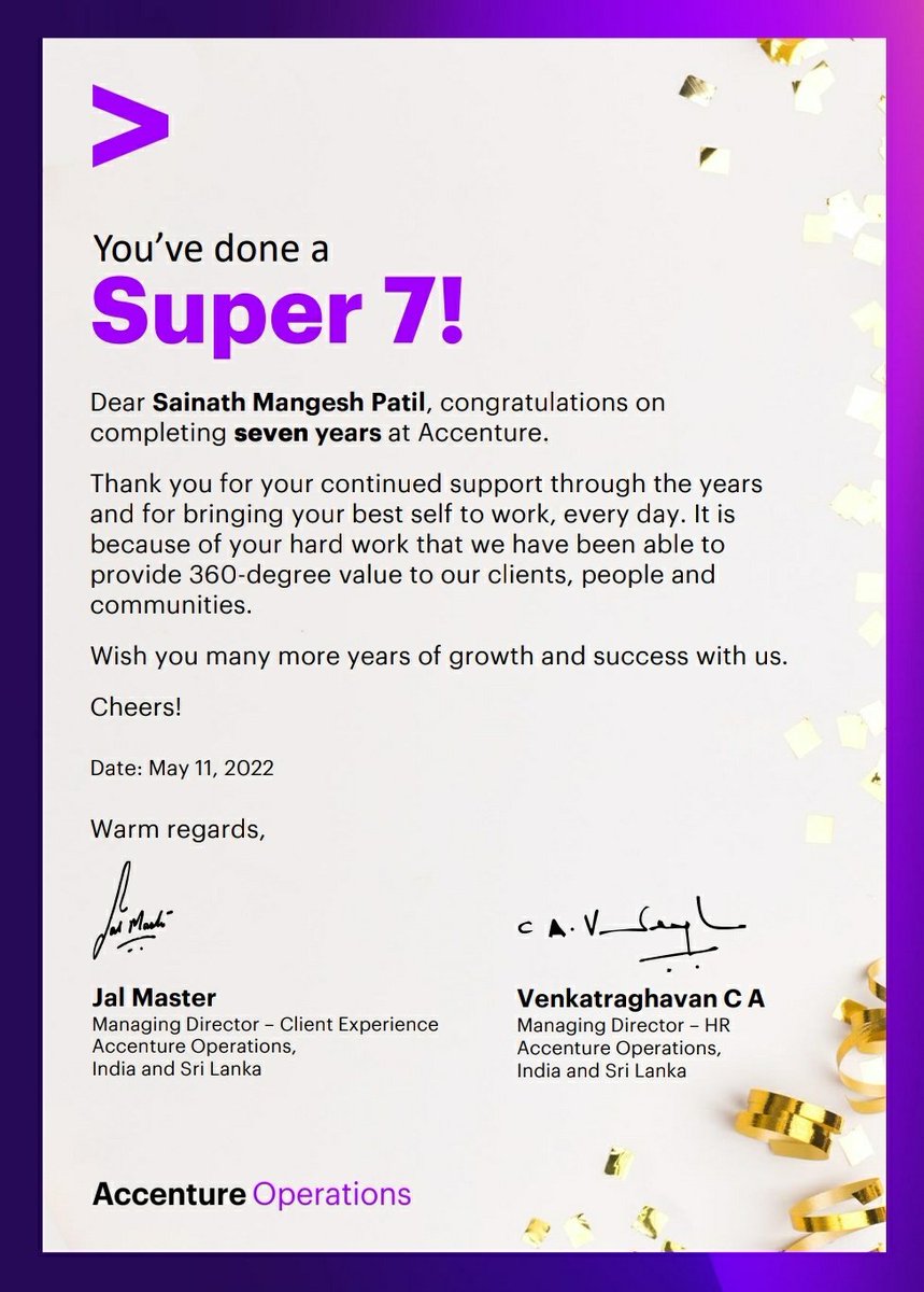 sainathpatil389's tweet photo. Thank you #AccentureOperations https://t.co/4T975DgsL5