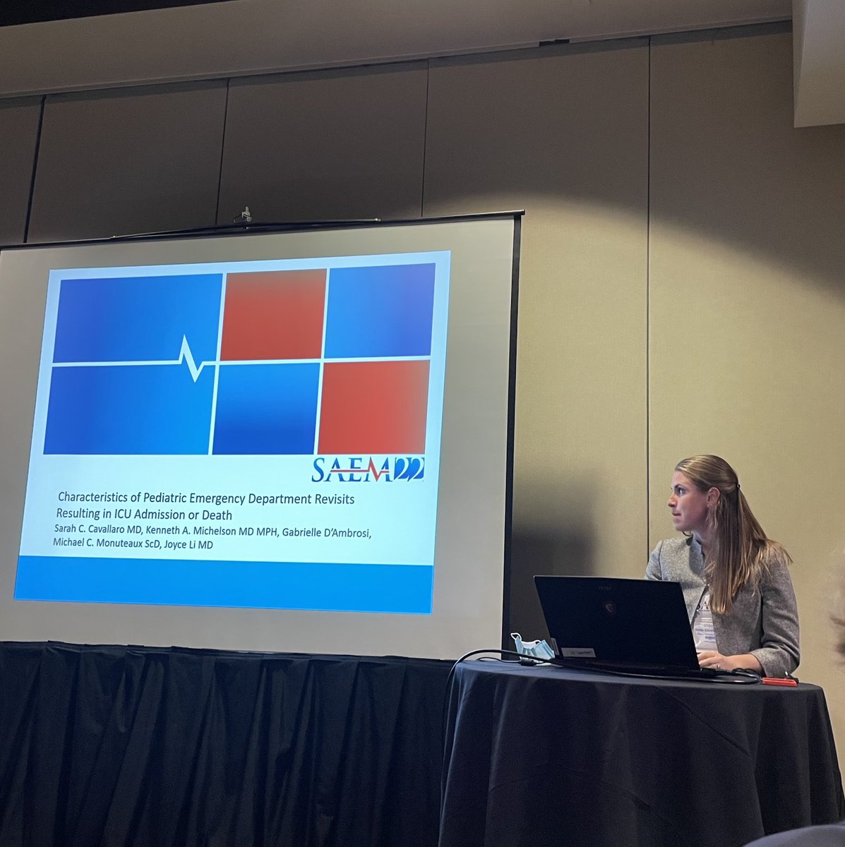 Sarah Cavallaro presenting important data on pediatric revisits resulting in ICU or death ⁦<a href="/BostonChildrens/">Boston Children's</a>⁩ #SAEM22