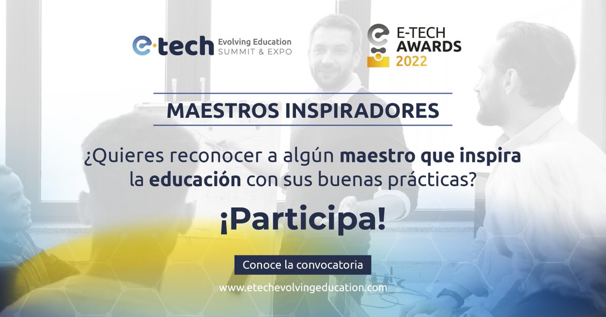 ConEdubyETech's tweet photo. 🏆 👩🏻🏫 Nomina a tu maestro o docente que ha sido modelo de inspiración para la comunidad educativa en los #EtechAwards y reconoce su labor y vocación.
Participa dando clic en:
👉🏻 https://t.co/yWThcHc8nJ
.
.
#edtech #Maestros #Docentes #Escuelas #Estudiantes https://t.co/pH9RKRm7Xs