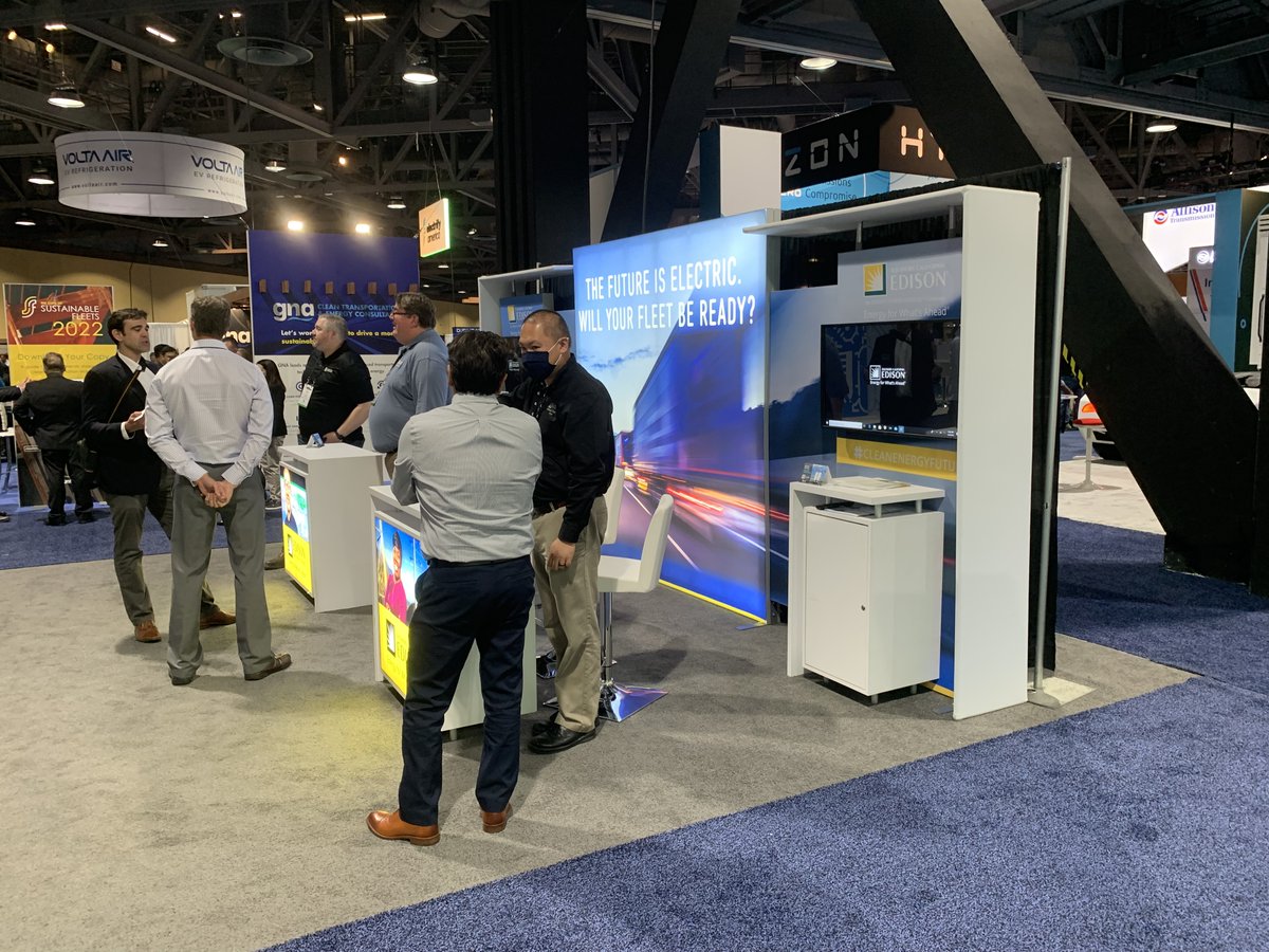 SCE_TE's tweet photo. It's Day 3 of #ACTExpo2022 in Long Beach! Stop by @SCE's booth #1219 to learn more about our fleet electrification programs! #Actexpo2022 #ChargeReady https://t.co/Oaqqb1wDYh