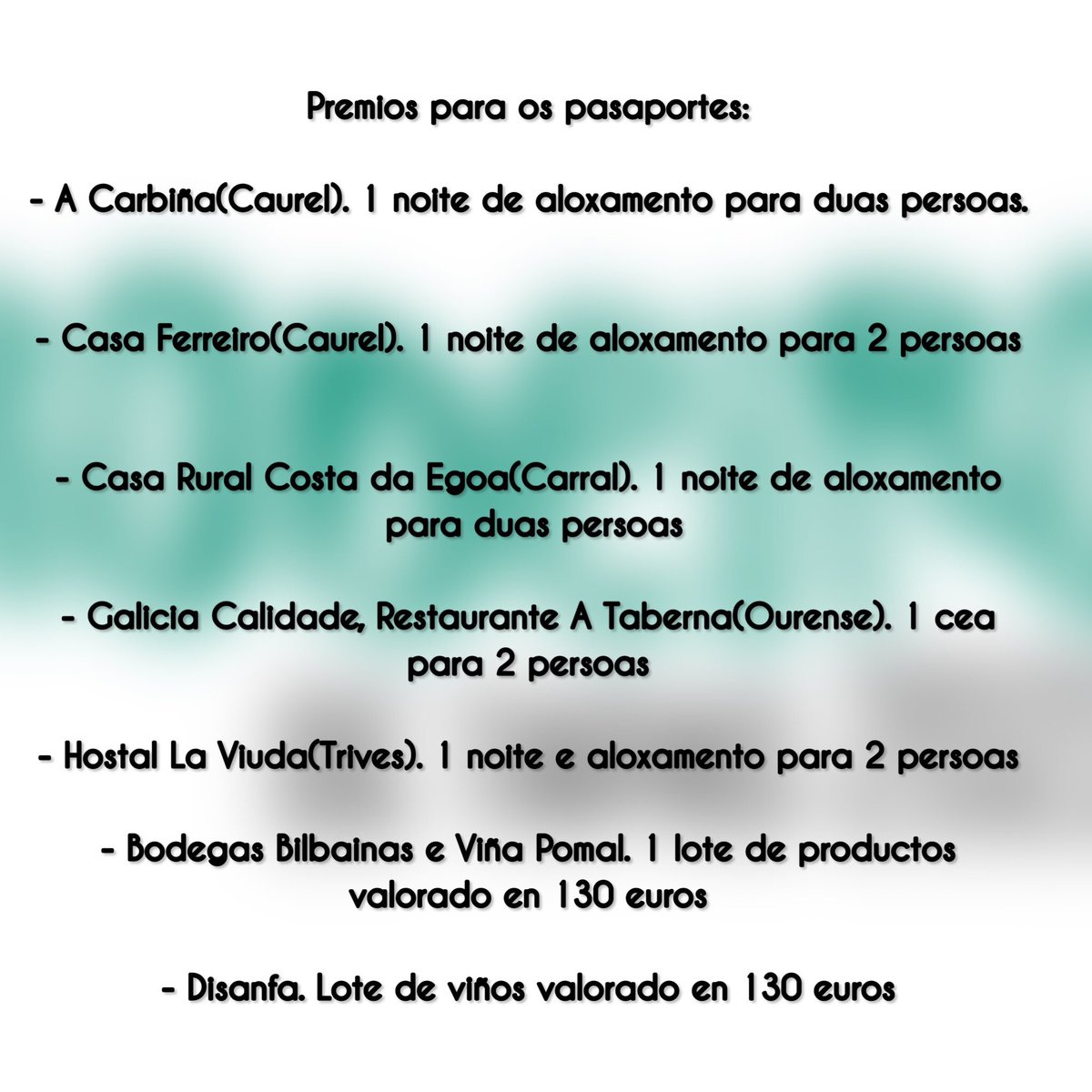 Rodeirodtapas23's tweet photo. repaso ós premios que sorteamos entre os pasaportes completos:
 ✅ #ACarbiña
 ✅ #casaferreiro
 ✅ #CasaRuralCostadaEgoa 
 ✅ @GaliciaCalidade @ATabernaOurense
 ✅ #HostalLaViuda @AnxoTrives
 ✅ #BodegasBilbainas @VINAPOMAL 
 ✅ #Disanfa #rodeirodetapas2022 #euquerorodeirodetapas https://t.co/YFmzNYLdp1