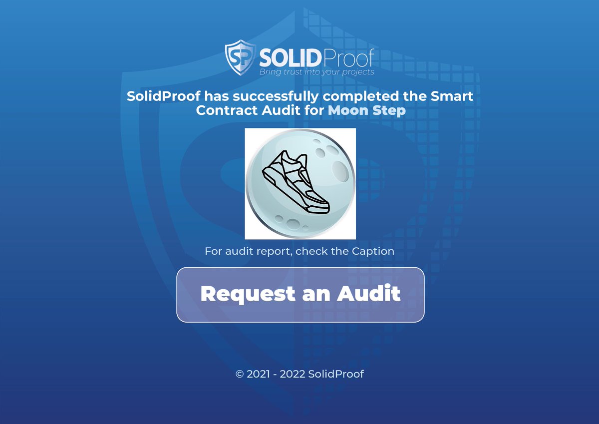 SolidProof_io's tweet photo. We are happy to announce that we have completed the smart contract audit for @MoonStepApp 
   
Need an audit?
https://t.co/i3evxJTtOP

Check out the full audit report here:
https://t.co/FarNkBX5mP

#SmartContracts #Blockchain https://t.co/nXfZnHJvpL