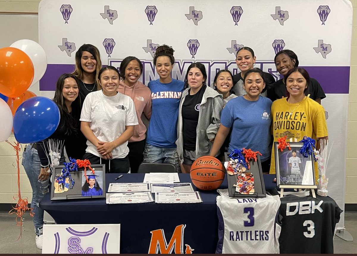 CoachErvin2's tweet photo. What a Great moment to be apart of this celebration🎉 Super proud of all of the accomplishments that were achieved this season! @PiersonDede so excited that you have decided to play at McLennan JC🏀 Congrats ✍🏼#OnceARattlerAlwaysARattler #LadyRattlerBBall🏀 https://t.co/oAdbs6tZzV