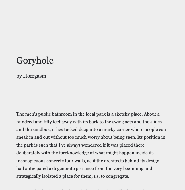 uncookd_'s tweet photo. By Horrgasm

🚽 Goryhole

https://t.co/Jnt0uPESuC

🥧 deep beneath

https://t.co/cm01sAR7CY

🌊 The Silken Sea (5-7)

https://t.co/8Wh34DxjKq

https://t.co/eAjjsMewuX

https://t.co/G7NIUvCEHF

#HorrorCommunity #horror #WritingCommunity #Reading #writerslift #writing #goodreads https://t.co/2s5bCUVuRX